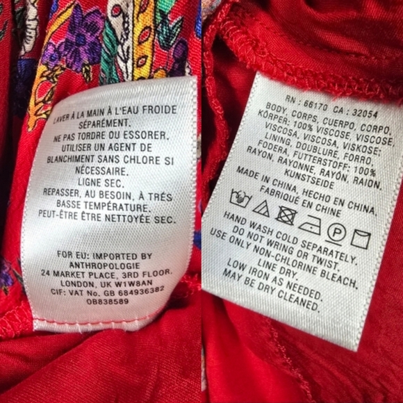 MAEVE BY ANTHROPOLOGIE Rosalia‎ Wrap Dress Ruffled Floral Red Womens Size 12 - Picture 11 of 16